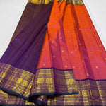 Load image into Gallery viewer, Classic Orange Rose &amp; Plum 2gm Zari Kanchipuram Handloom Silk Saree SS25993
