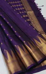 Load image into Gallery viewer, Classic Violet Elegance Handloom Soft Silk Saree SS24762
