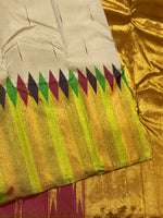 Load image into Gallery viewer, Classic Off White Multi Colored 2gm Zari Elegance Kanchipuram Handloom Silk Saree SS25170
