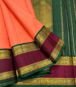 Load image into Gallery viewer, Classic Brick Peach &amp; Sangria Red 2gm Zari Elegance Kanchipuram Handloom Silk Saree SS23553
