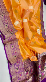 Load image into Gallery viewer, Classic Mango Yellow &amp; Purple Elegance Banarasi Handloom Katan Silk Saree SS25422
