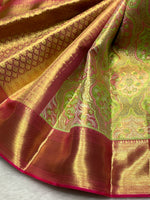 Load image into Gallery viewer, Classic Spring Green &amp; Deep Pink 2gm Zari Bridal Elegance Kanchipuram Handloom Silk Saree SS24771
