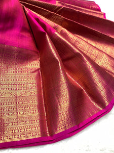 Classic Deep Pink 2gm Zari Elegance Kanchipuram Handloom Silk Saree SS24393