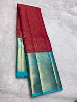 Load image into Gallery viewer, Classic Cherry Pink &amp; Sky Blue 2gm Zari Bridal Elegance Kanchipuram Handloom Silk Saree SS27507
