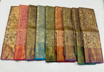 Load image into Gallery viewer, Classic Shimmer Gold &amp; Aqua Brocade Tissue Bridal Elegance Kanchipuram Handloom Silk Saree SS27271
