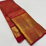 Load image into Gallery viewer, Classic Burnt Orange 2gm Zari Elegance Kanchipuram Handloom Silk Saree SS24141
