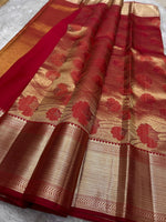 Load image into Gallery viewer, Classic Crimson Red Bridal Elegance Kanchipuram Handloom Silk Saree SS25910
