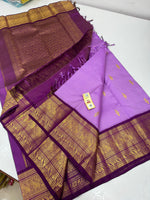 Load image into Gallery viewer, Classic Lavender &amp; Jam Plum 2gm Zari Bridal Elegance Kanchipuram Handloom Silk Saree SS23794
