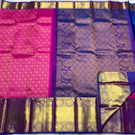 Load image into Gallery viewer, Classic Fuchsia Pink &amp; Dark Royal Blue 2gm Zari Bridal Elegance Kanchipuram Handloom Silk Saree SS27884
