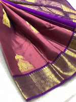 Load image into Gallery viewer, Classic Dusky Plum &amp; Violet 2gm Zari Kanchipuram Handloom Silk Saree SS25821

