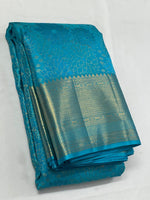 Load image into Gallery viewer, Classic Sky Blue 2gm Zari Bridal Elegance Kanchipuram Handloom Silk Saree SS24825
