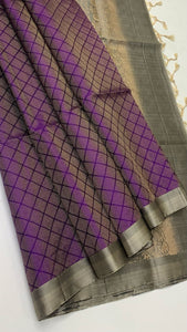 Classic Violet & Mud Grey Elegance Handloom Soft Silk Saree SS24308