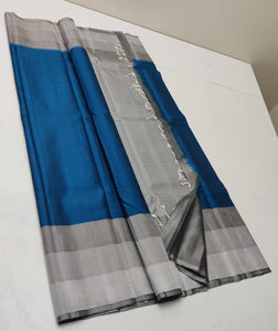 Classic Azure Blue Elegance Kanchipuram Handloom Silk Saree SS23767