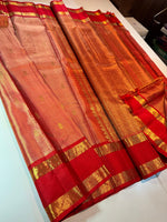 Load image into Gallery viewer, Classic Scarlet Red Elegance Kanchipuram Tissue Handloom Silk Saree SS25375
