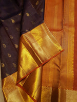 Load image into Gallery viewer, Classic Coffee Brown &amp; Mermalade Orange 2gm Zari Elegance Kanchipuram Handloom Silk Saree SS28455
