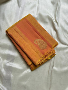 Classic Golden Yellow 2gm Zari Elegance Kanchipuram Handloom Silk Saree SS25494