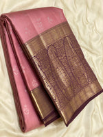 Load image into Gallery viewer, Classic Nude Pink &amp; Ruby Red 2gm Zari Kanchipuram Handloom Silk Saree SS26735
