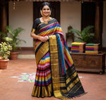 Load image into Gallery viewer, Classic Rainbow Series 2gm Gold Zari Elegance Kanchipuram Handloom Silk Saree SS27074
