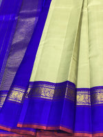 Load image into Gallery viewer, Pastel Green &amp; Royal Blue 2gm Zari Elegance Kanchipuram Handloom Silk Saree SS25304
