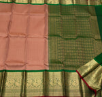 Load image into Gallery viewer, Classic Dusky Rose &amp;  Dark Green 1gm Zari Elegance Kanchipuram Handloom Silk Saree SS25158
