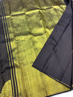 Load image into Gallery viewer, Classic Charcoal Black 2gm Zari Elegance Kanchipuram Handloom Silk Saree SS27998
