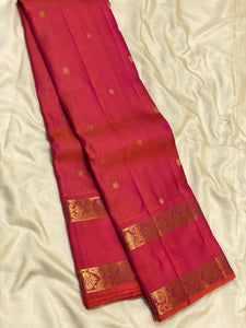 Classic Rose Pink 2gm Zari Vaira Oosi Kanchipuram Handloom Silk Saree SS26514