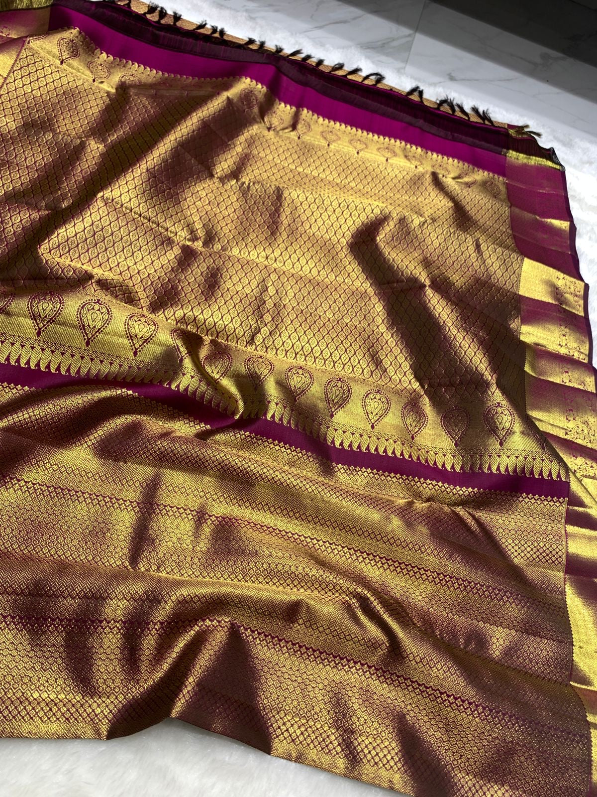 Classic Wine Pink 2gm Zari Bridal Elegance Kanchipuram Handloom Silk Saree SS25270