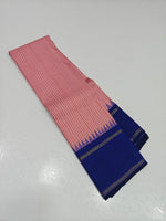 Load image into Gallery viewer, Classic Peachy Rose &amp; Royal Blue 2gm Zari Traditional Korvai Elegance Kanchipuram Handloom Silk Saree SS27976
