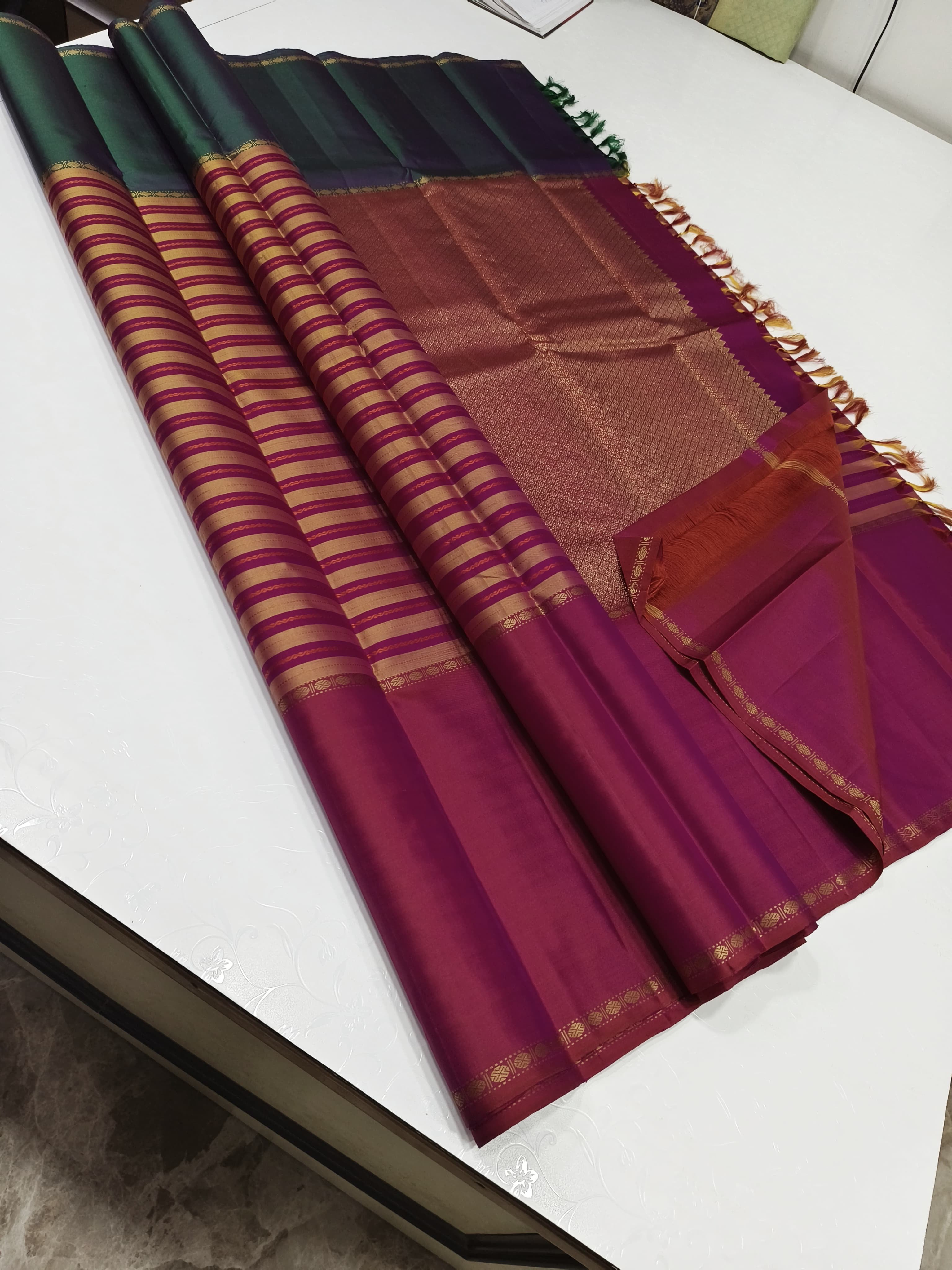 Berry Pink 2gm Zari Vintage Elegance Kanchipuram Handloom Silk Saree SS25264
