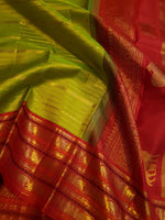 Load image into Gallery viewer, Classic Spring Green &amp; Brick Orange Red 2gm Zari Elegance Kanchipuram Handloom Silk Saree SS27953
