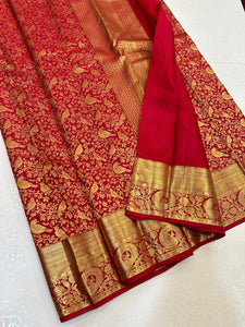 Classic Chilli Red Elegance Kanchipuram Handloom Silk Saree SS24696