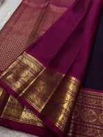 Load image into Gallery viewer, Classic Midnight Blue &amp; Berry Wine Red Elegance Kanchipuram Handloom Silk Saree SS24840
