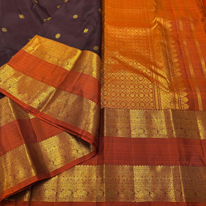 Classic Coffee Brown & Mustard Rettapet Border Elegance Kanchipuram Handloom Silk Saree SS25352