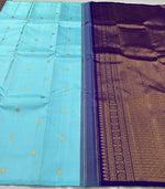 Load image into Gallery viewer, Classic Sky Blue &amp; Violet 2gm Zari Kanchipuram Handloom Silk Saree SS26214
