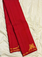Load image into Gallery viewer, Classic Carmine Red Parrot Butta Small Border 2gm Zari Bridal Elegance Kanchipuram Handloom Silk Saree SS28368
