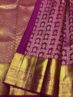 Load image into Gallery viewer, Classic Berry Plum 3gm Zari Meenakari Brocade Bridal Elegance Kanchipuram Handloom Silk Saree SS24706
