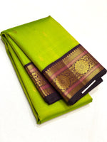 Load image into Gallery viewer, Spring Green &amp; Plum 2gm Zari Elegance Kanchipuram Handloom Silk Saree SS22111
