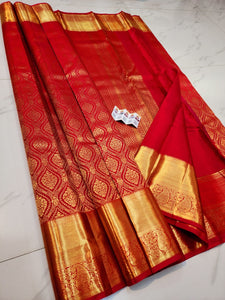 Classic Red Bridal Elegance Kanchipuram Handloom Silk Saree SS26072