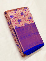 Load image into Gallery viewer, Classic Pastel Peach &amp; Blue 2gm Zari Elegance Kanchipuram Handloom Silk Saree SS25248
