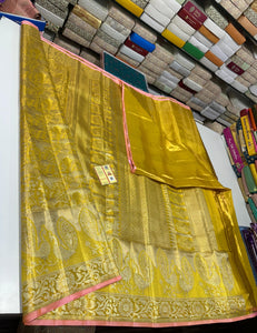 Classic Gold & Pink Bridal Elegance Kanchipuram Tissue Handloom Silk Saree SS24757