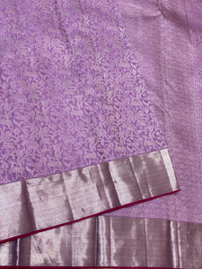 Classic Lavender 2gm Zari Bridal Elegance Kanchipuram Handloom Silk Saree SS23854