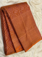 Load image into Gallery viewer, Classic Burnt Orange 2gm Zari Brocade Bridal Elegance Kanchipuram Handloom Silk Saree SS27644
