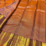 Load image into Gallery viewer, Classic Sunset Orange 1gm Zari Bridal Elegance Kanchipuram Handloom Silk Saree SS27621
