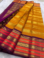 Load image into Gallery viewer, Classic Mango Yellow &amp; Vadamalli Elegance Kanchipuram Handloom Silk Saree SS26957
