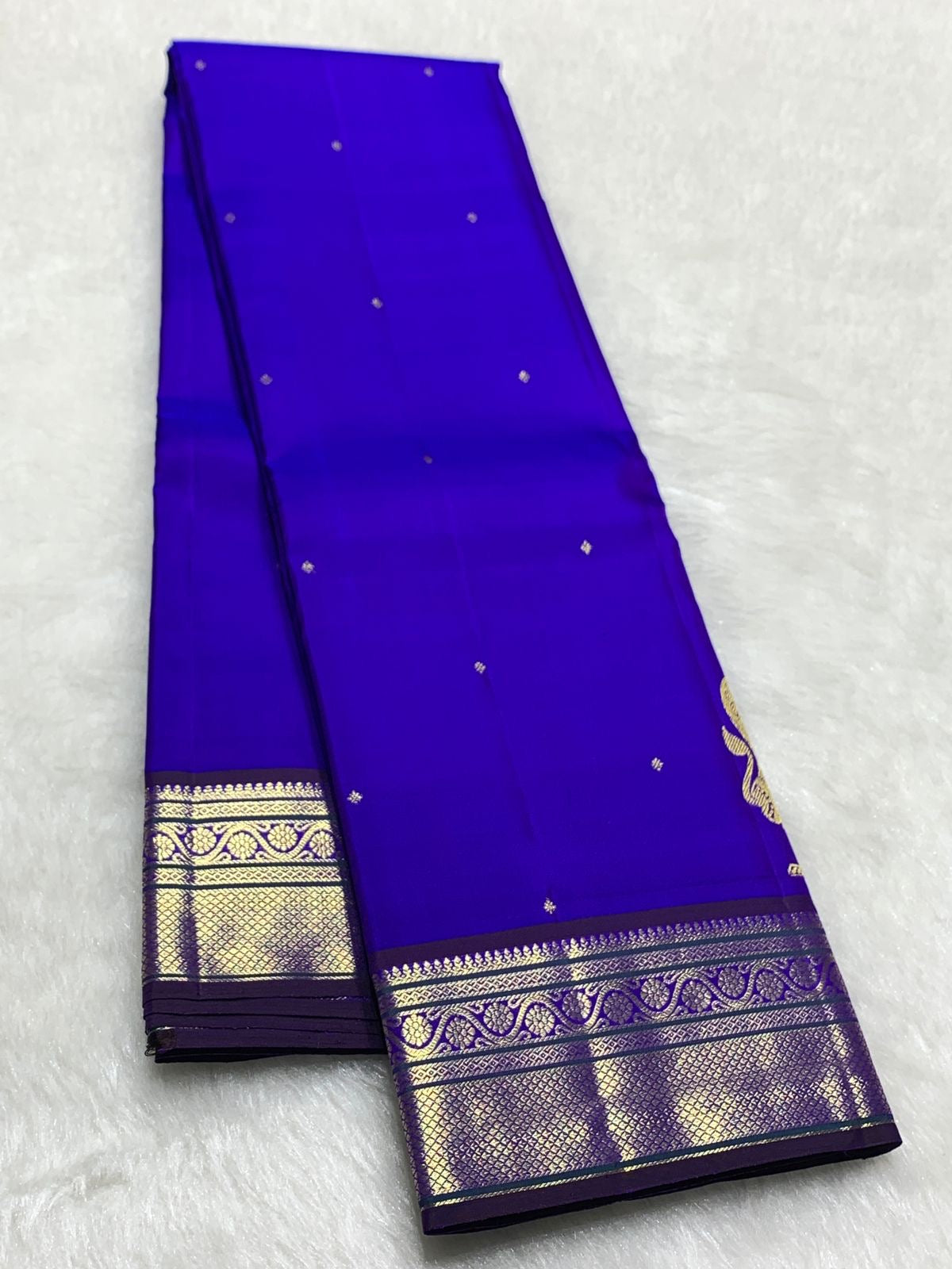 Classic Robin Blue 2gm Zari Kanchipuram Handloom Silk Saree SS26500