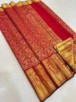 Load image into Gallery viewer, Classic Chilli Red Bridal Elegance Kanchipuram Handloom Silk Saree SS26638
