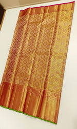 Load image into Gallery viewer, Classic Gold &amp; Red Elegance Kanchipuram Handloom Silk Saree SS24819
