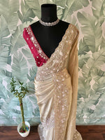 Load image into Gallery viewer, Classic Oatmeal Beige Handwork Elegance Banarasi Tissue Silk Saree SS25397
