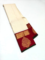 Load image into Gallery viewer, Classic Butter Cream &amp; Dark Pink 2gm Zari Kanchipuram Handloom Silk Saree SS26884
