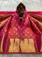Load image into Gallery viewer, Classic Pinkish Orange 2gm Zari Bridal Elegance Kanchipuram Handloom Silk Saree SS25983
